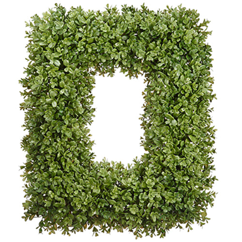 22"Hx18"W Artificial Boxwood Rectangle-Shaped Hanging Wreath -Green2