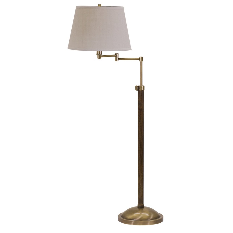 Richmond Swing Arm Floor Lamp with White Burlap Hardback