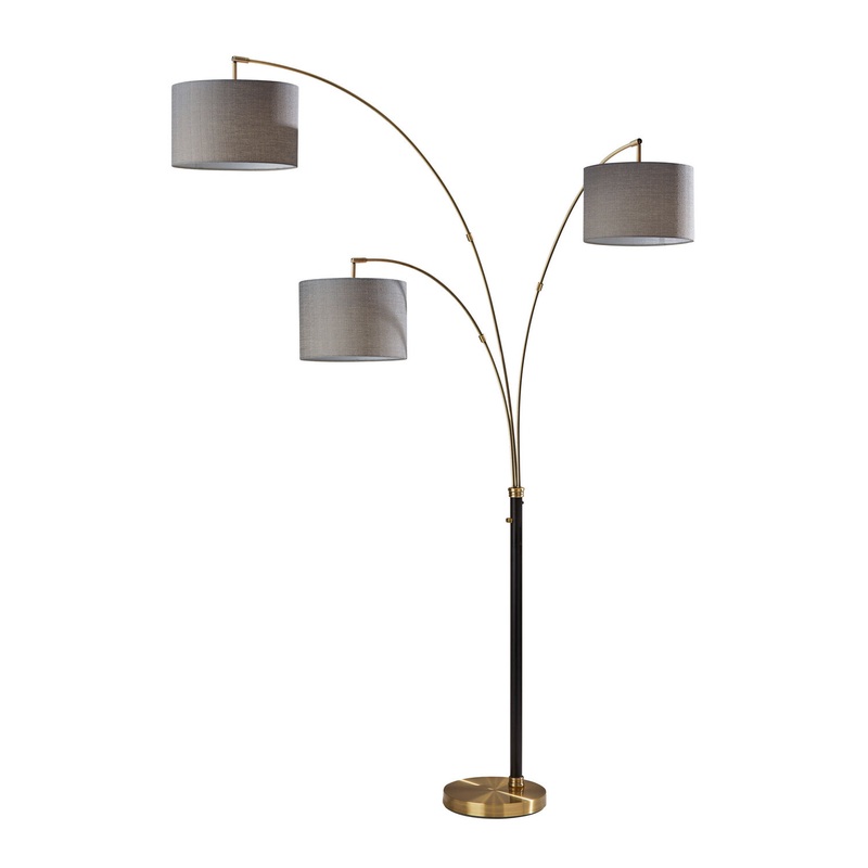 Bergen 3-Light Arc Lamp in Black & Antique Brass