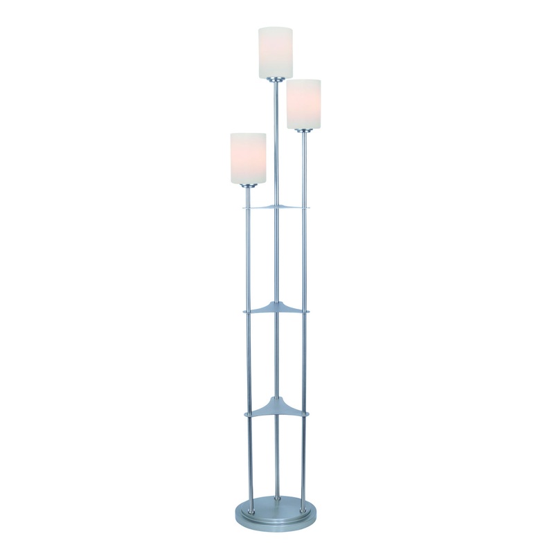 Bess 3-Light Floor Lamp in Brushed Nickel with Frosted Glass