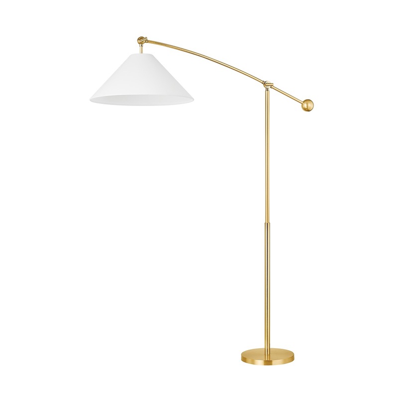 Birdie 1-Light Floor Lamp in Aged Brass