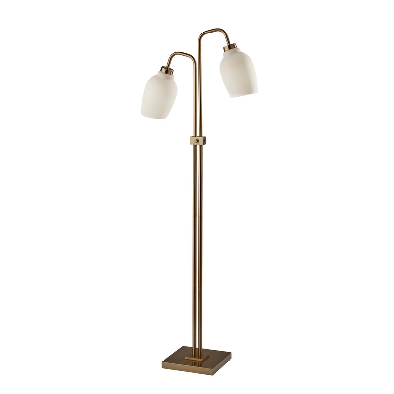 Clara 2-Light Floor Lamp in Antique Brass