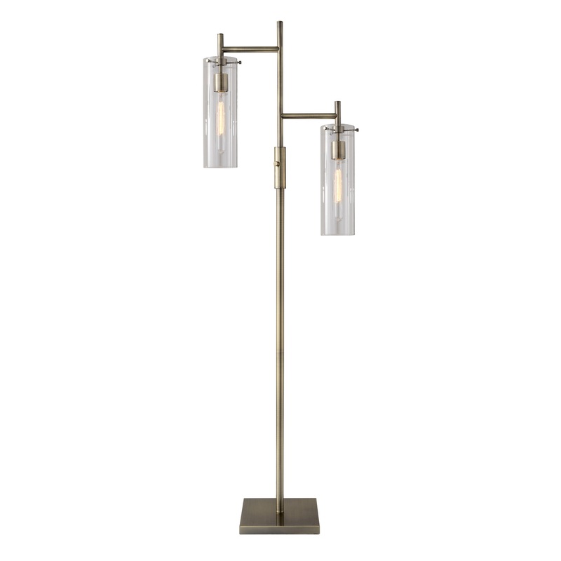 Dalton 2-Light Floor Lamp in Antique Brass