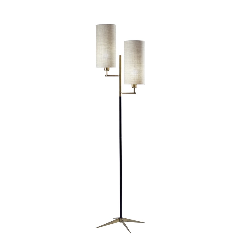 Davis 2-Light Floor Lamp in Antique Brass