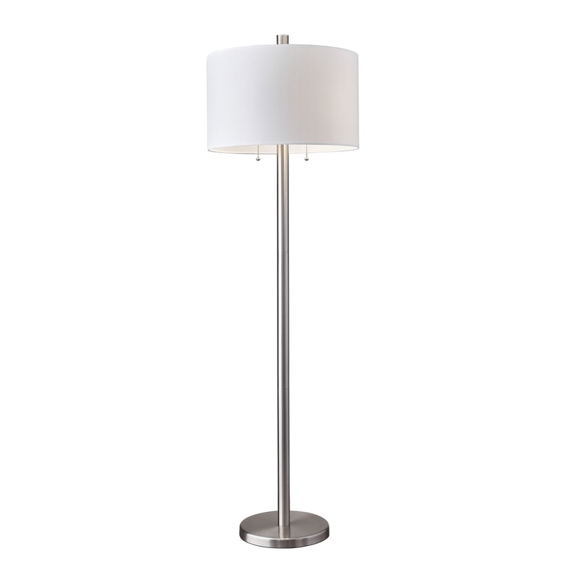 Boulevard 2-Light Floor Lamp in Brushed Steel