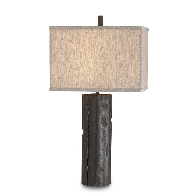 Caravan 1-Light Table Lamp in Mole Black with Natural Linen Shade