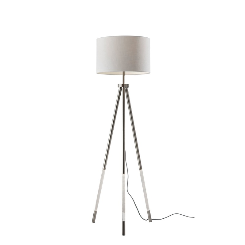 Della Floor Lamp in Brushed Steel with Clear Acrylic Light Up Legs