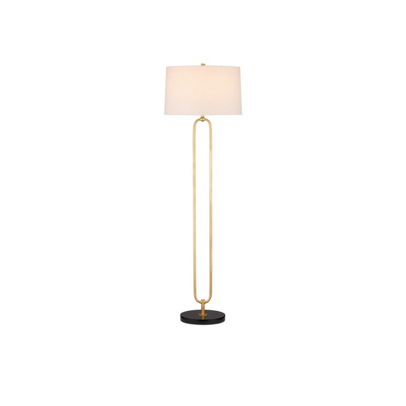Glossary 1-Light Floor Lamp in Contemporary Gold Leaf & Natural