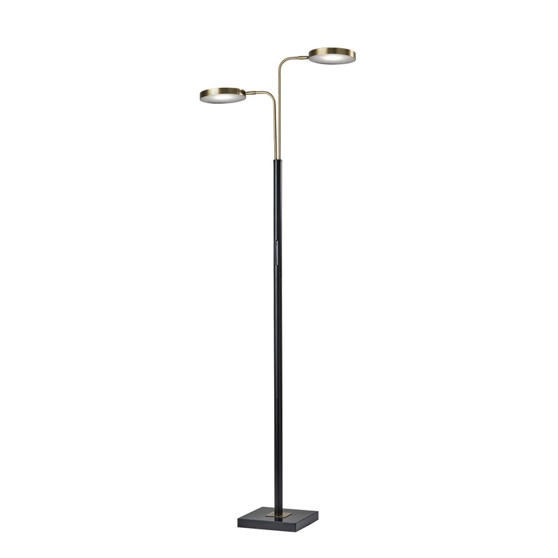 Rowan LED Floor Lamp in Black & Antique Brass