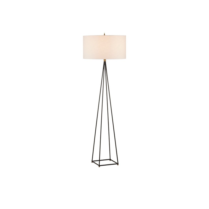Fiction 1-Light Floor Lamp in Bronze & Antique Brass