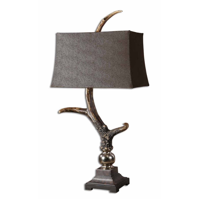 Uttermost's Stag Horn Dark Shade Table Lamp Designed by Carolyn Kinder