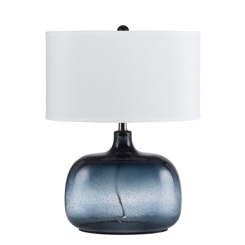 1-Light Table Lamp in Ocean Blue with Blue Glass