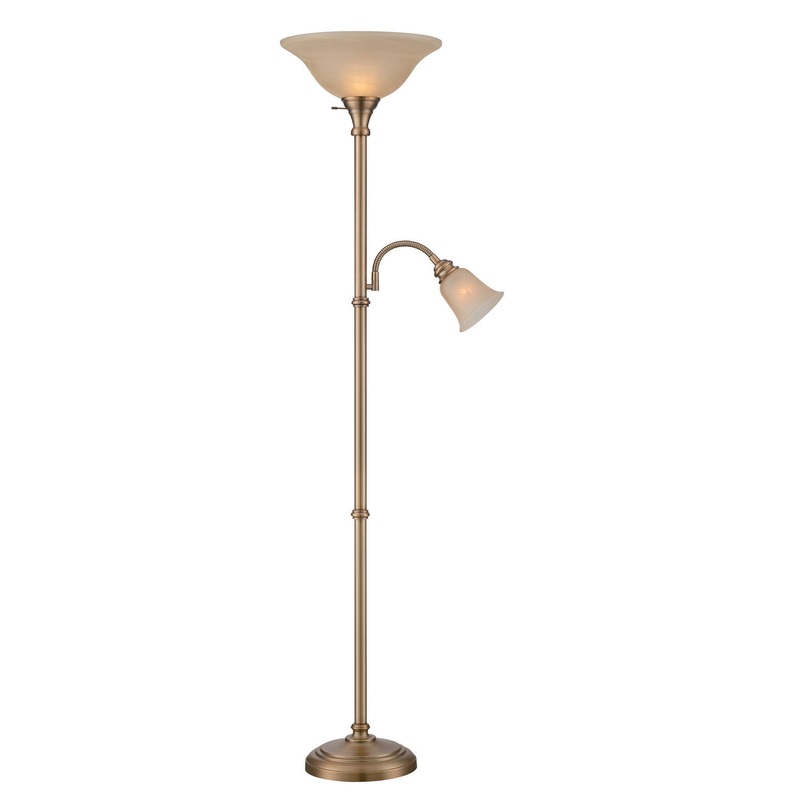 Henley Torch Reading Combo in Antique Bronze with Amber Cloud Glass