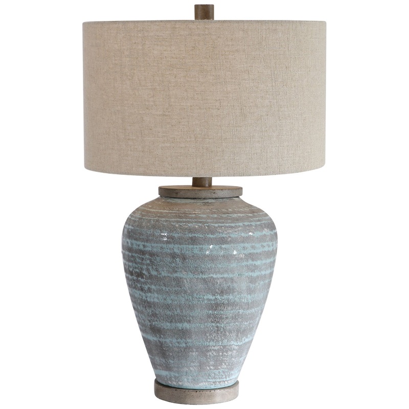 Uttermost's Pelia Light Aqua Table Lamp Designed by John Kowalski