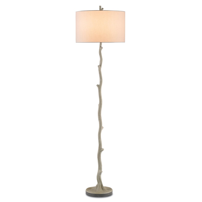 Beaujon 1-Light Floor Lamp in Polished & Aged Steel with Off-White Linen Shade