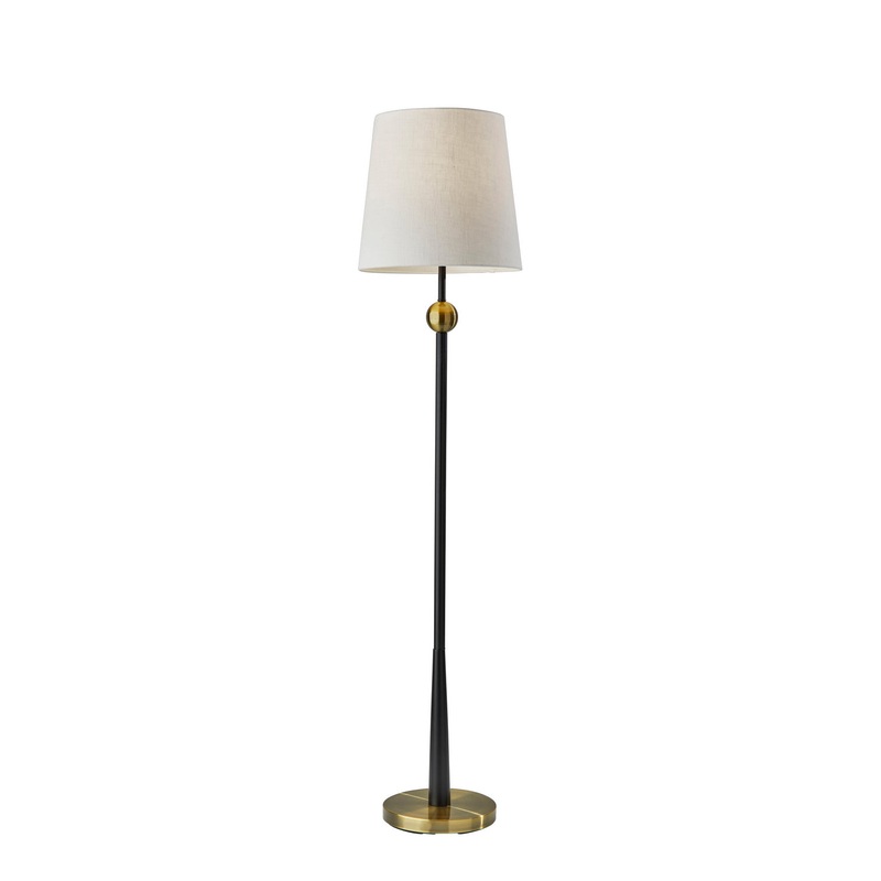 Francis Floor Lamp in Black & Antique Brass