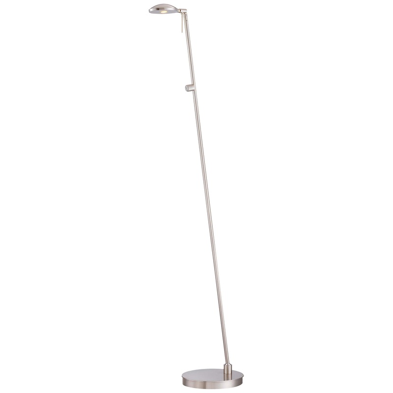 George's Reading Room 1-Light LED Floor Lamp in Brushed Nickel