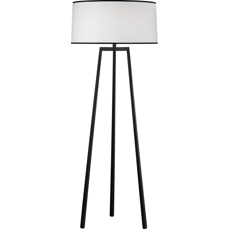 Rico Espinet Shinto Floor Lamp in Wrought Iron Finish with Ascot White Fabric Shade