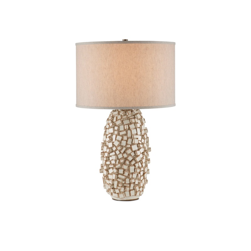 Sugar Cube 1-Light Table Lamp in Ivory & Brown