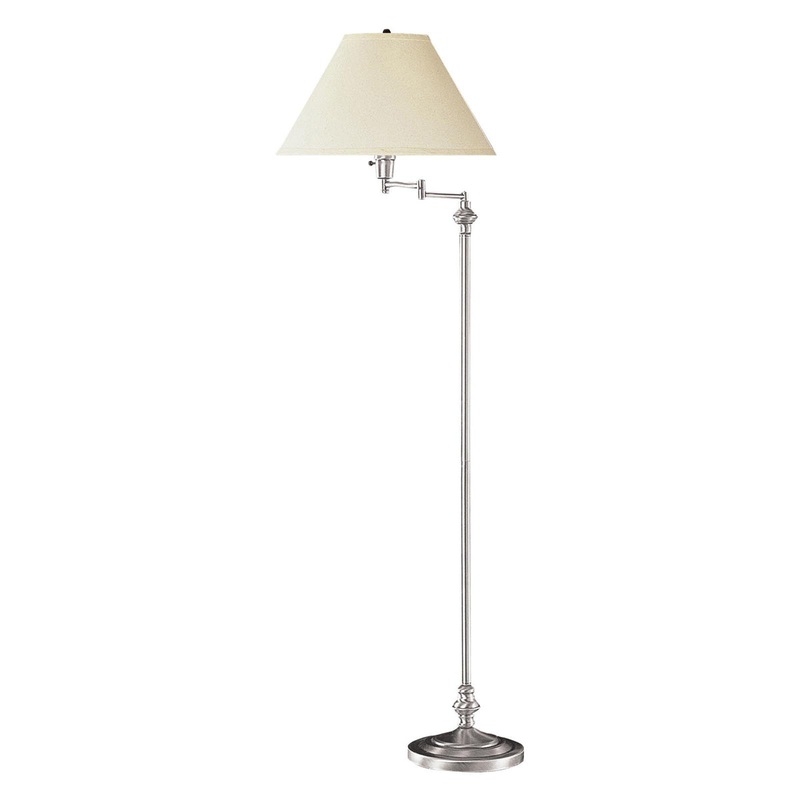 Swing Arm 1-Light Floor Lamp in Brushed Steel