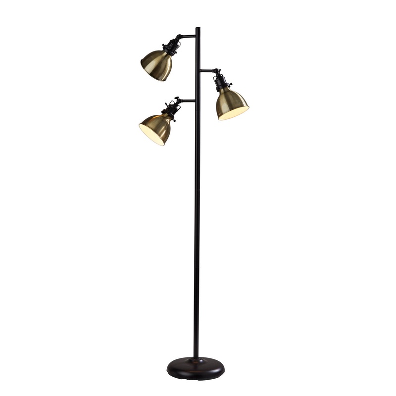 Alden 3-Light Tree Lamp in Antique Bronze & Antique Brass