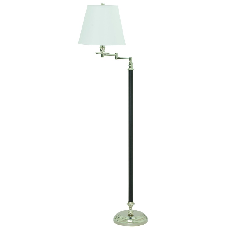 Bennington 61" Black & Polished Nickel Swing Arm Floor Lamp