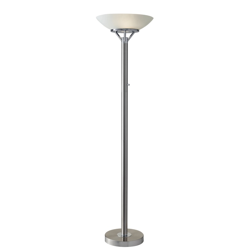 Expo 2-Light Torchiere in Brushed Steel