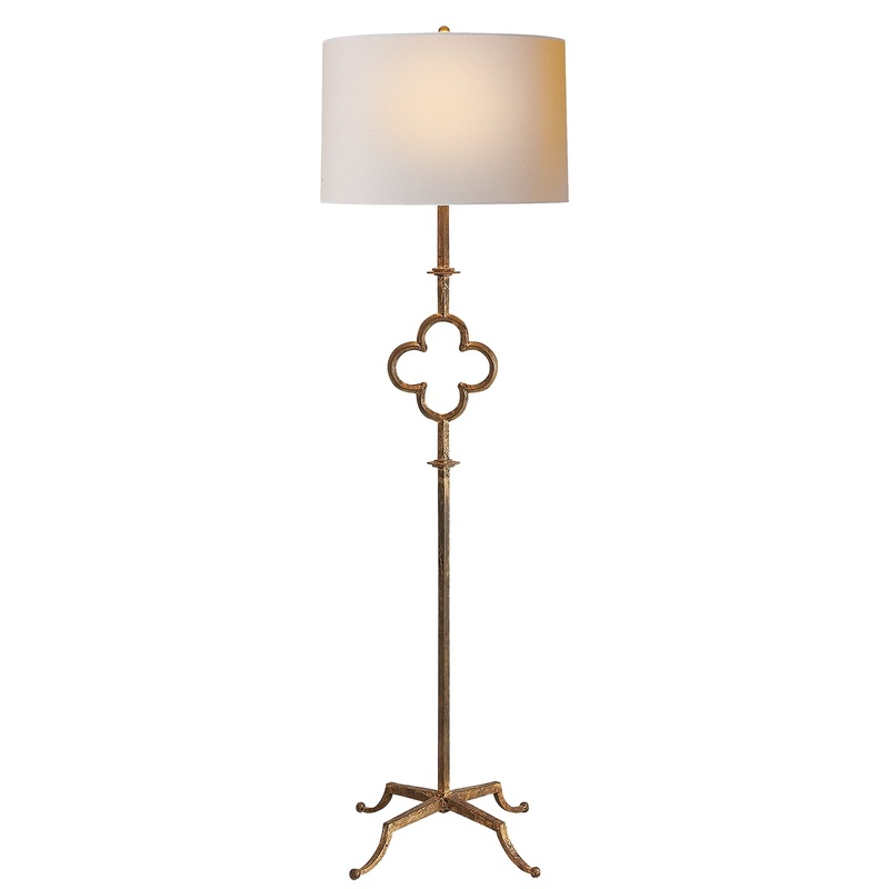 Quatrefoil 2-Light Floor Lamp in Gilded Iron