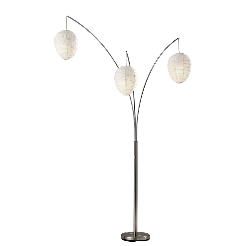 Belle 3-Light Arc Lamp in Brushed Steel
