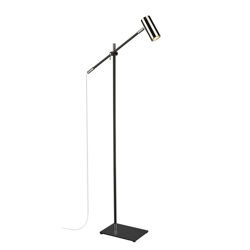 Calumet One Light Floor Lamp in Matte Black / Polished Nickel