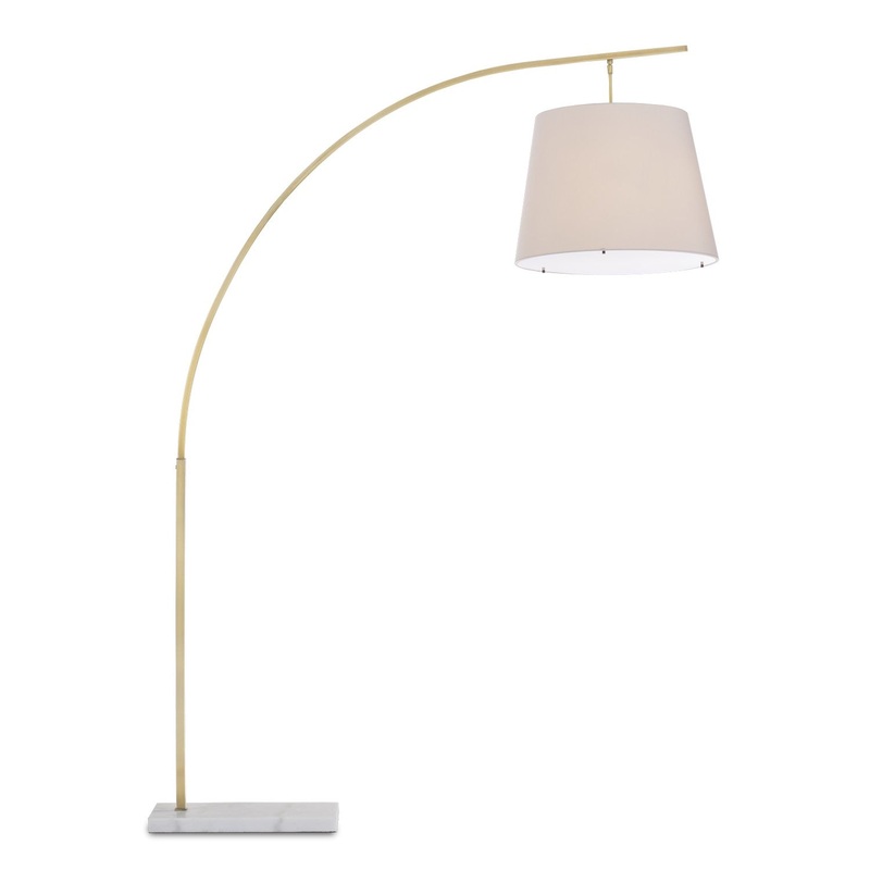Cloister 2-Light Floor Lamp in Antique Brass & White