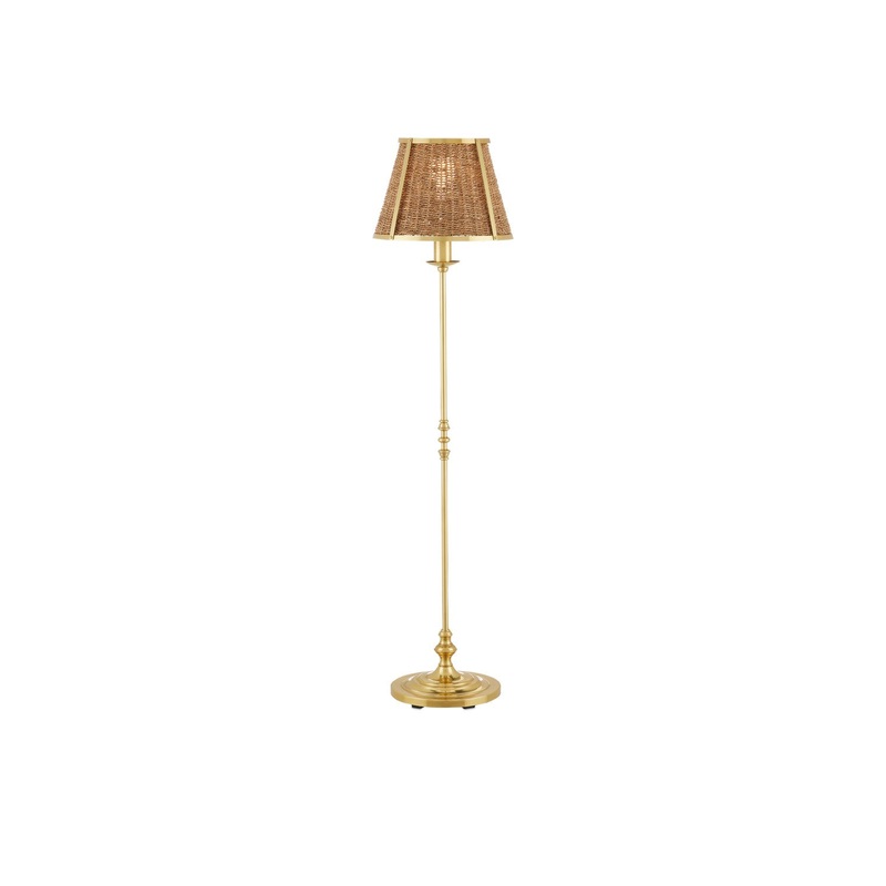 Deauville 1-Light Floor Lamp in Polished Brass & Natural