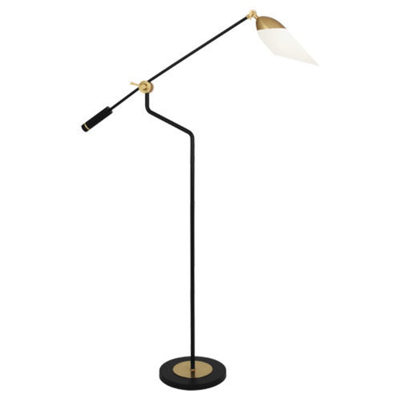 Ferdinand 1-Light Floor Lamp in Matte Black Painted with Modern Brass