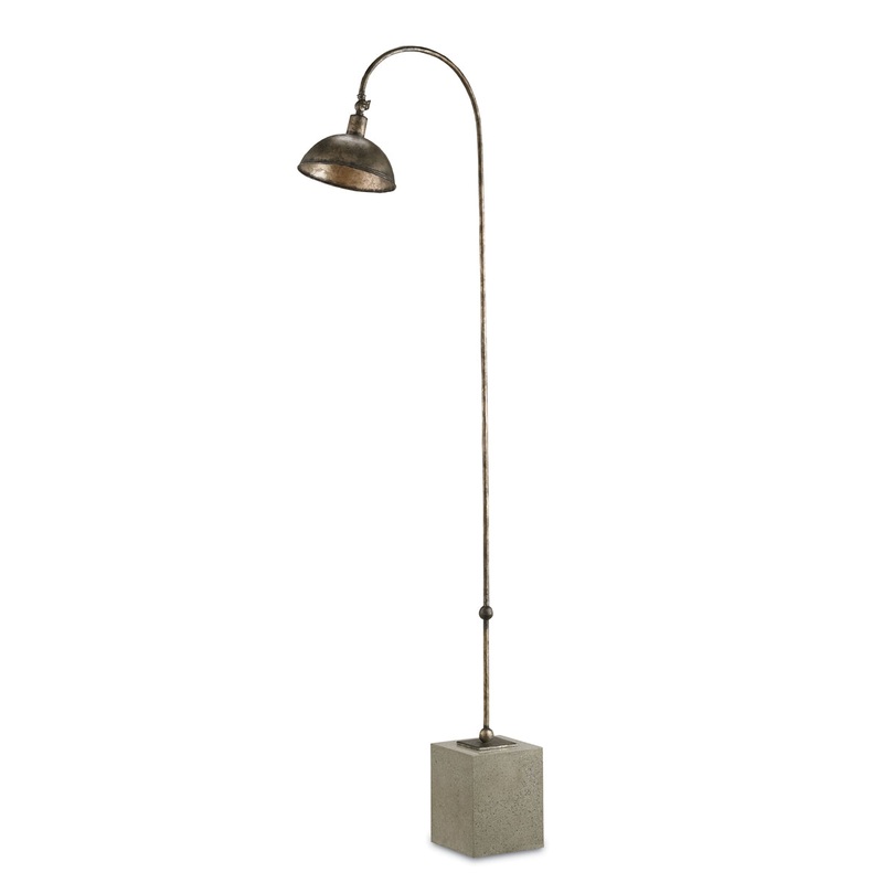 Finstock 1-Light Floor Lamp in Pyrite Bronze & Polished Concrete