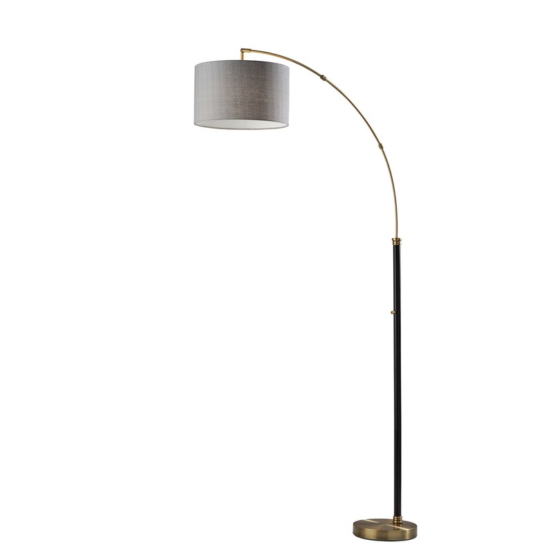 Bergen Arc Lamp in Black & Antique Brass