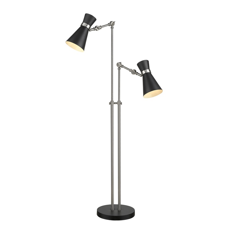 Soriano Two Light Floor Lamp in Matte Black / Brushed Nickel