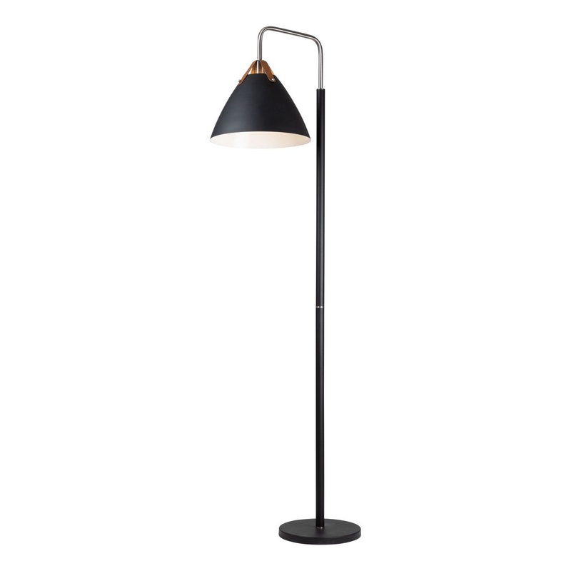 Tote 1-Light Floor Lamp in Black & Brass