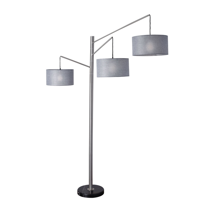 Wellington 3-Light Arc Lamp in Black Marble