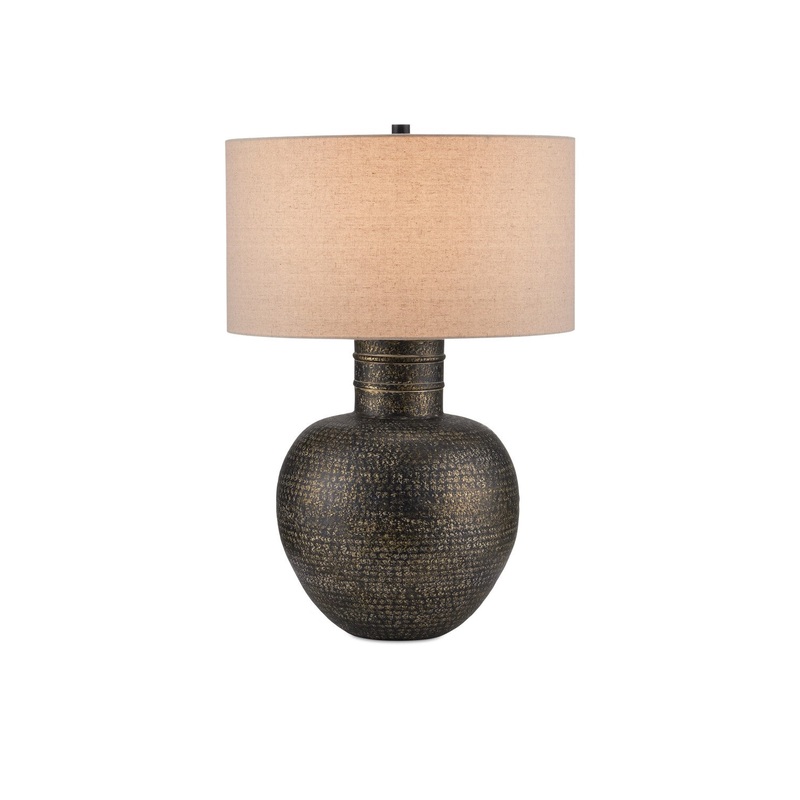 Braille 1-Light Table Lamp in Antique Brass