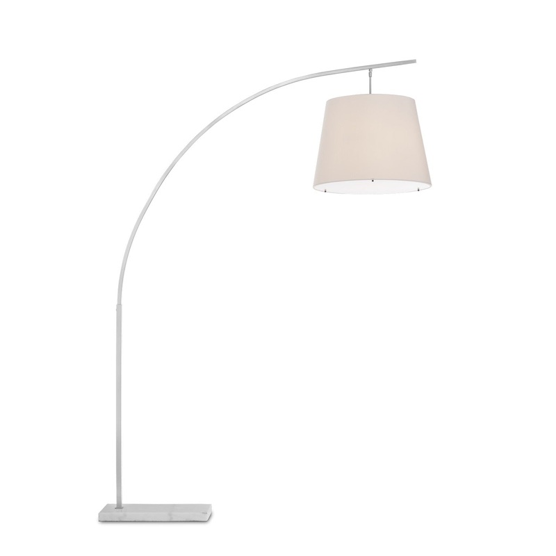Cloister 2-Light Floor Lamp in Brushed Nickel & White