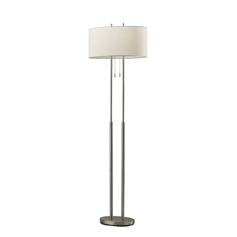 Duet 2-Light Floor Lamp in Brushed Steel