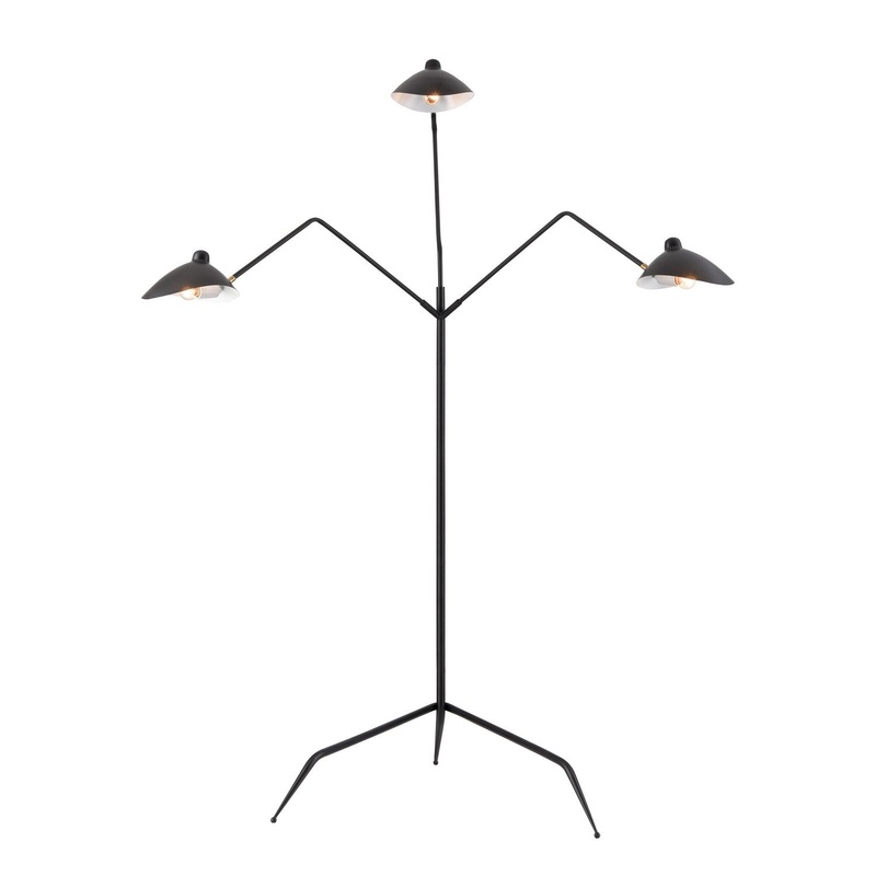 Risley 3-Light Floor Lamp in Black