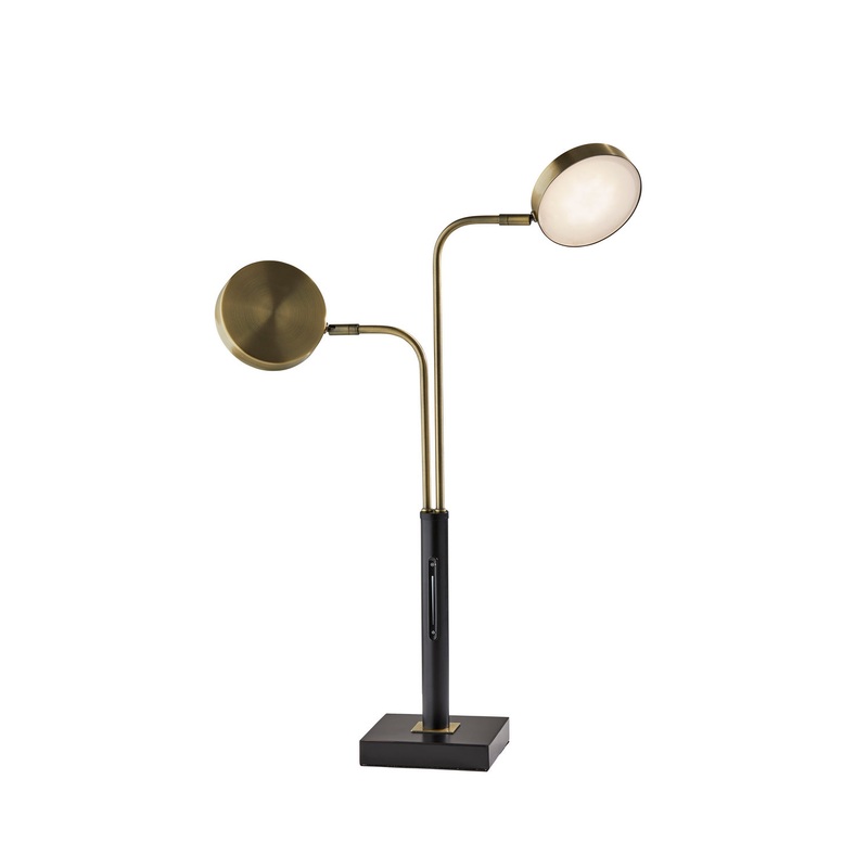 Rowan LED Desk Lamp in Black & Antique Brass