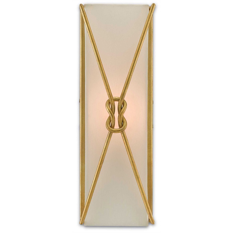 Ariadne 1-Light Wall Sconce in Contemporary Gold Leaf with Off-White Shantung Shade