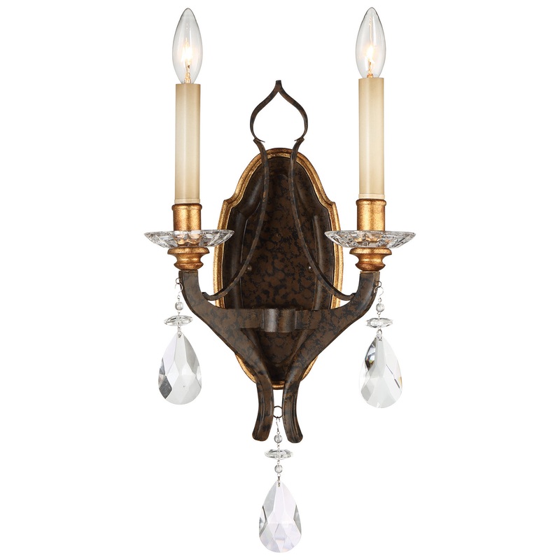 Chateau Nobles 2-Light Wall Sconce in Raven Bronze with Sunburst Gold H