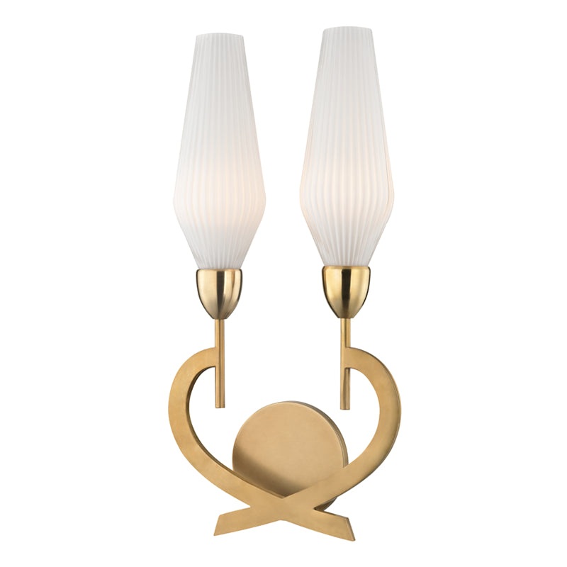 Downing 2 Light Wall Sconce in Aged Brass