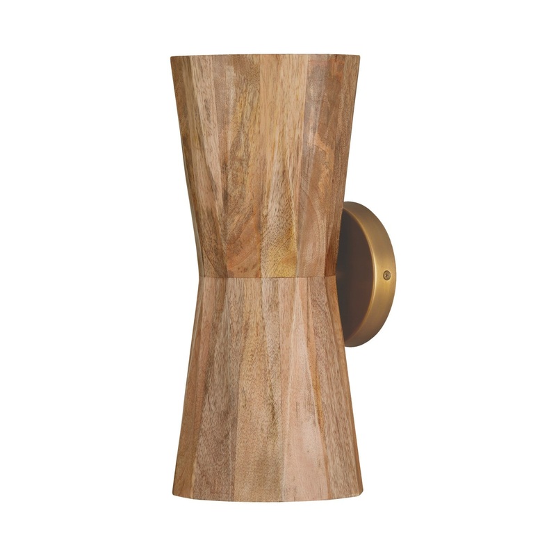 Nadeau 2-Light Wall Sconce in Light Wood and Patinaed Brass