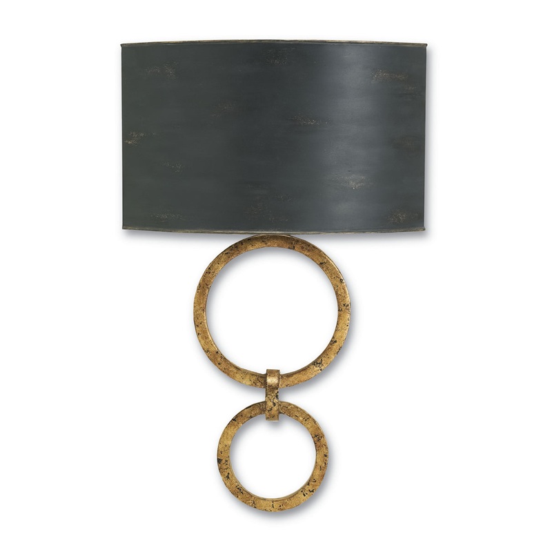 Bolebrook 1-Light Wall Sconce in Gold Leaf with Gold Leaf/French Black Interior Shade