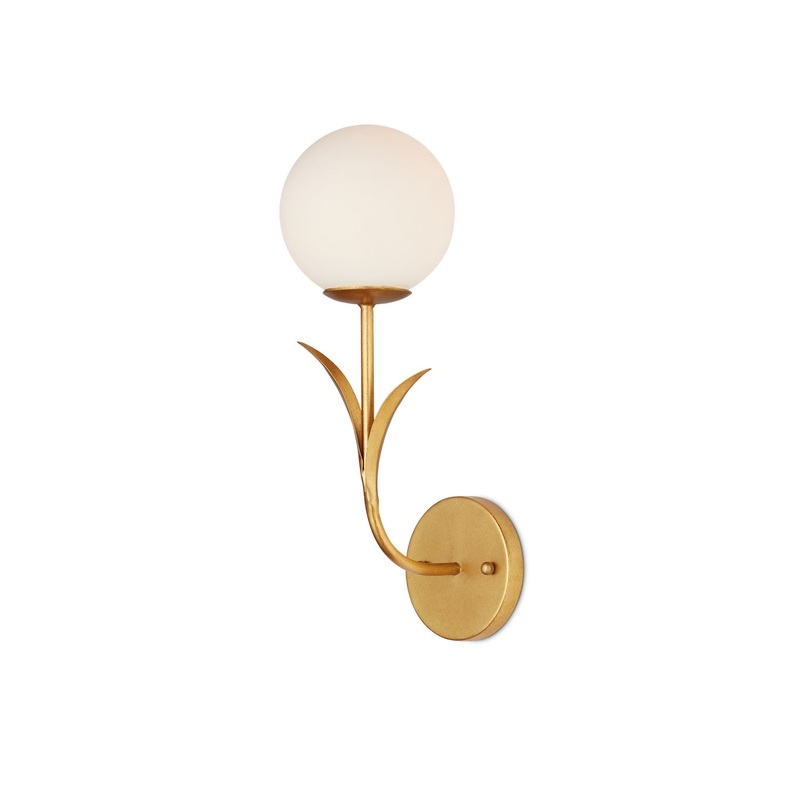 Rossville 1-Light Wall Sconce in Contemporary Gold Leaf & Frosted White