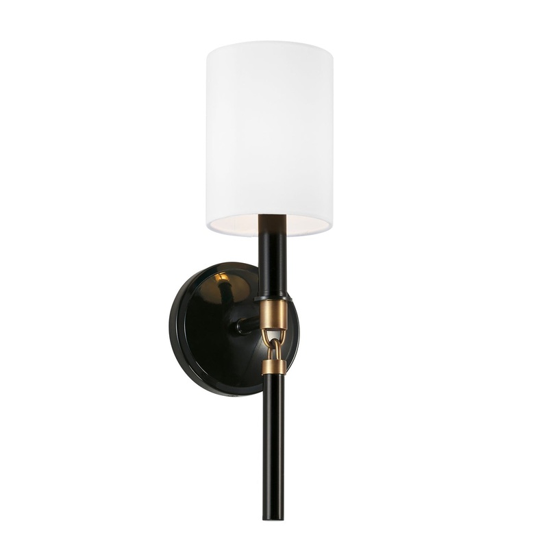 Beckham 1-Light Wall Sconce in Glossy Black and Aged Brass